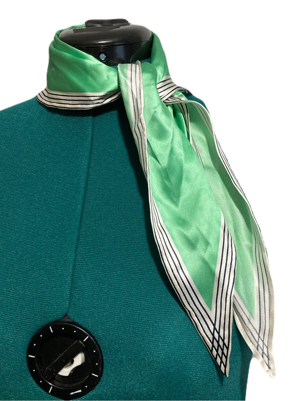 Jim Thompson 100% Silk Striped Border Neckerchief Scarf